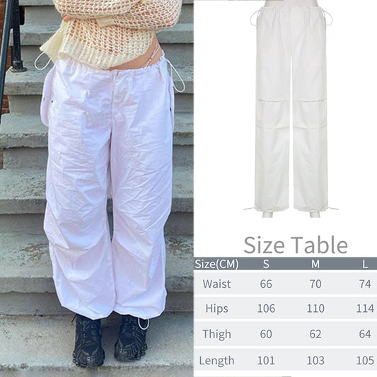 Streetwear Solid Baggy Oversized Ladies Cargo Pants