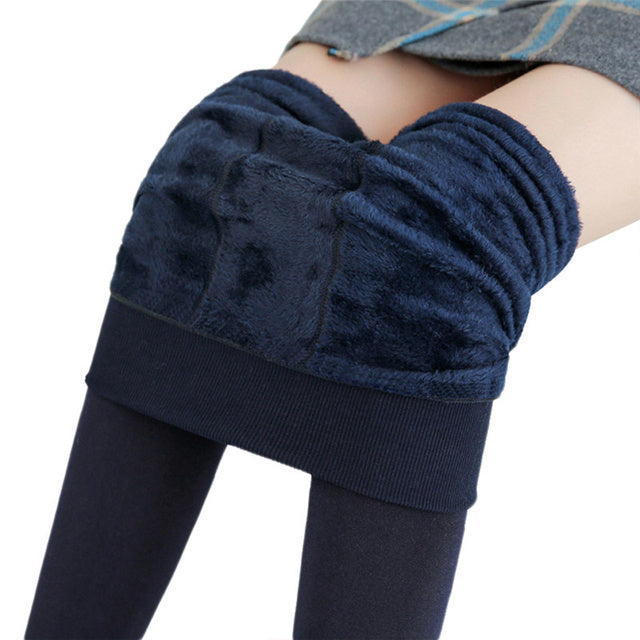 Velvet Lined Solid Color Warm High Waist Leggings