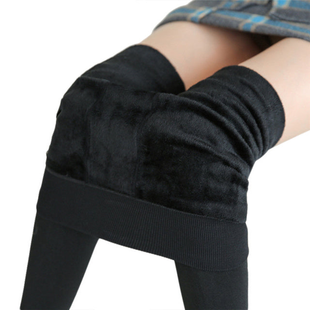 Velvet Lined Solid Color Warm High Waist Leggings