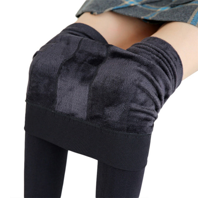 Velvet Lined Solid Color Warm High Waist Leggings