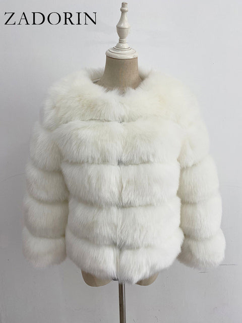 Faux Mink Fur Patchwork Women's Jacket to 3X