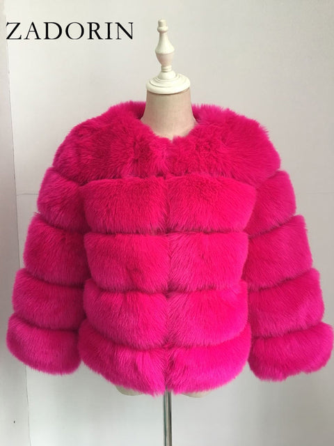 Faux Mink Fur Patchwork Women's Jacket to 3X