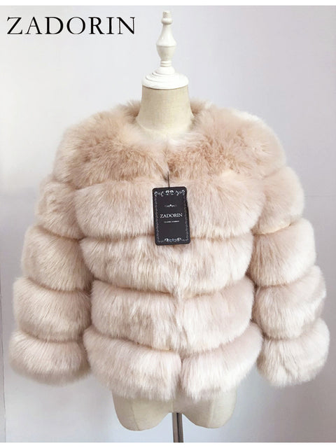 Faux Mink Fur Patchwork Women's Jacket to 3X