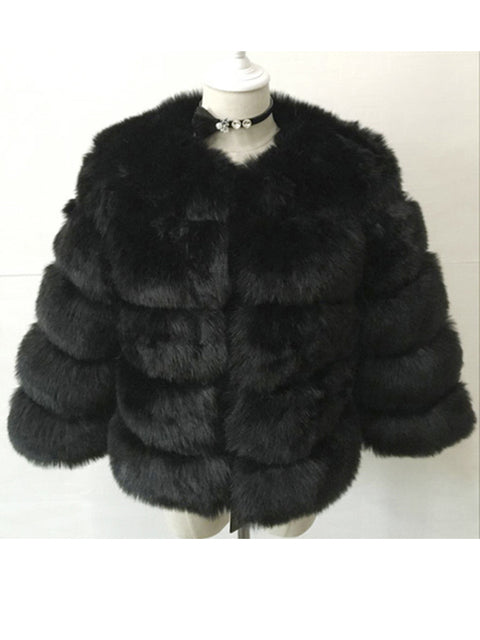 Faux Mink Fur Patchwork Women's Jacket to 3X