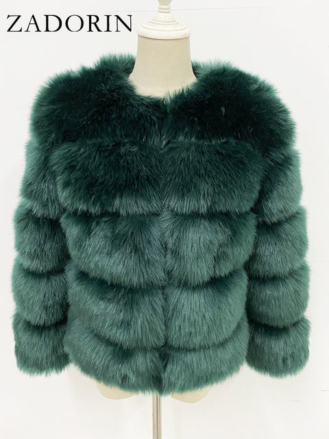 Faux Mink Fur Patchwork Women's Jacket to 3X