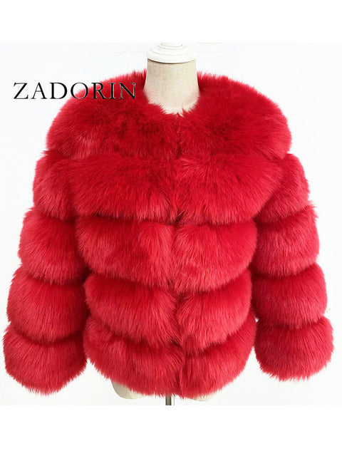 Faux Mink Fur Patchwork Women's Jacket to 3X