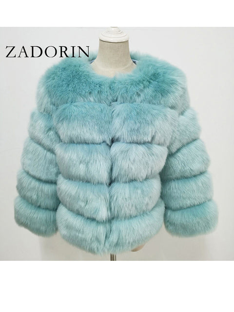 Faux Mink Fur Patchwork Women's Jacket to 3X