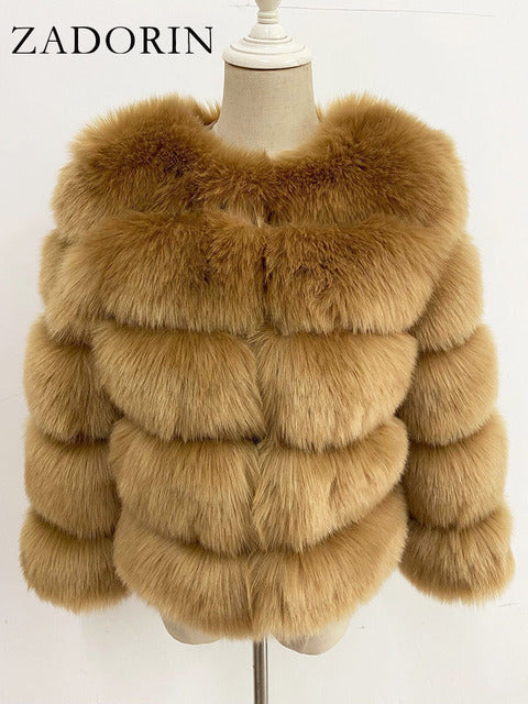 Faux Mink Fur Patchwork Women's Jacket to 3X