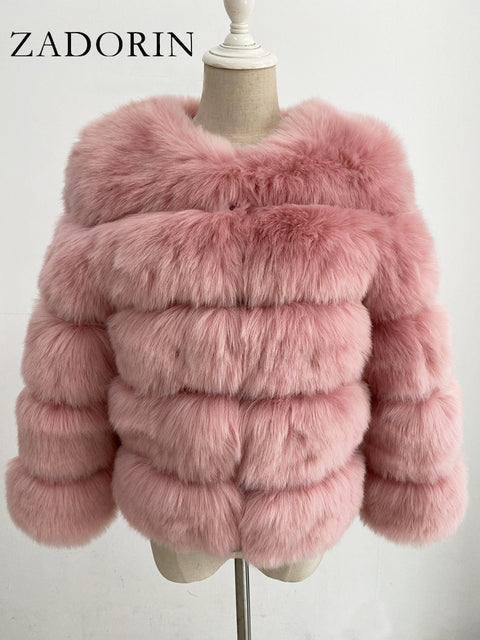 Faux Mink Fur Patchwork Women's Jacket to 3X